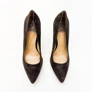 Pour La Victoire Brown Suede Leather Platform Pointy Toe Pump Heel Shoe Size 8.5